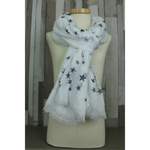 Shawl Sterretjes wit blauw op pop