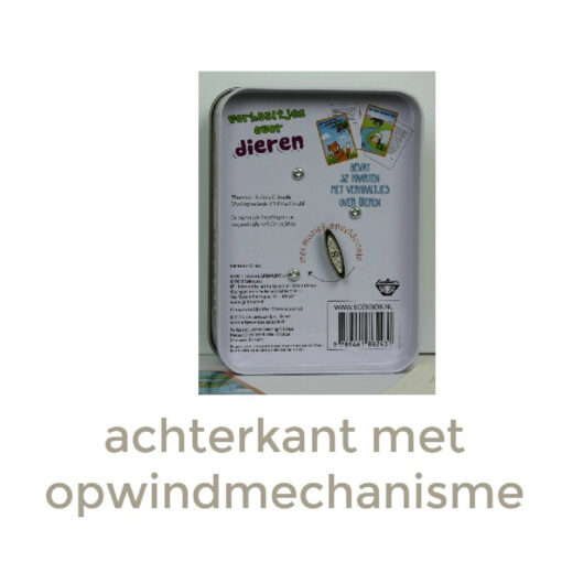 Achterkant muziekblikje met opwindmechanisme